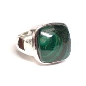 Malachite - Bagues Carrée Réglable en Argent (Lot de 3 pièce)