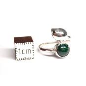 Malachite - Bagues Feuille Réglable en Argent (Lot de 5 pièce)