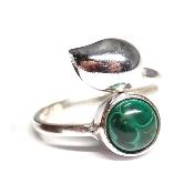 Malachite - Bagues Feuille Réglable en Argent (Lot de 5 pièce)