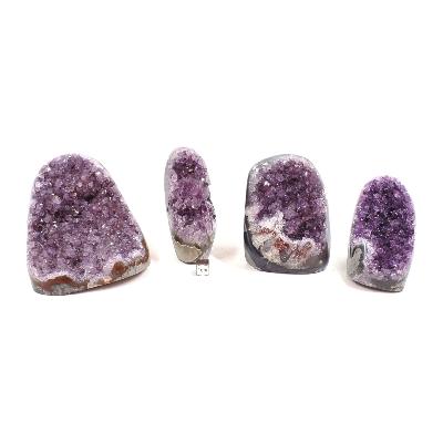 Améthyste mini géode - pierre brute n°02 ( Lot de 4 pièces )