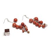 jaspe rouge - Boucles d'oreilles en grappes