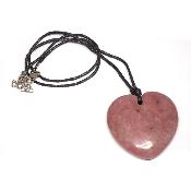 Rhodonite avec cordon - pendentif coeur