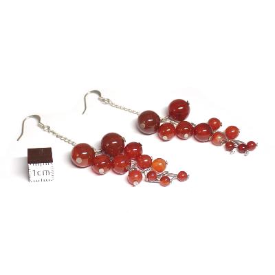 Cornaline - Boucles d'oreilles en grappes