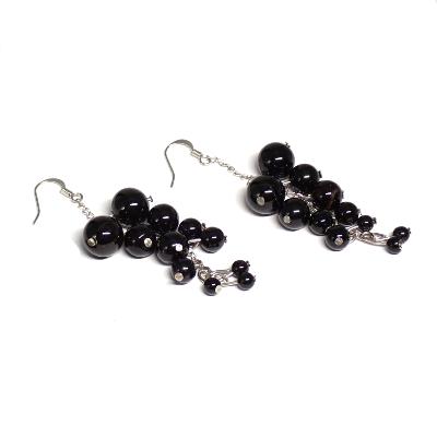 Obsidienne Noire - Boucles d'oreilles en grappes