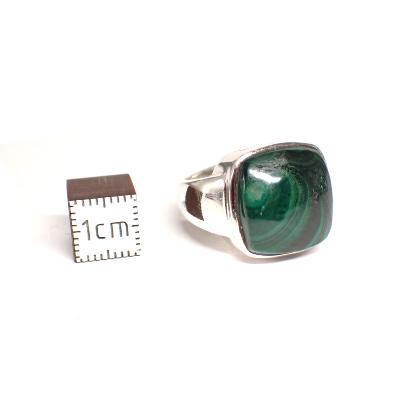 Malachite - Bagues Carrée Réglable en Argent (Lot de 3 pièce)