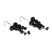 Obsidienne Noire - Boucles d'oreilles en grappes