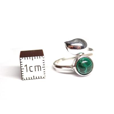 Malachite - Bagues Feuille Réglable en Argent (Lot de 5 pièce)