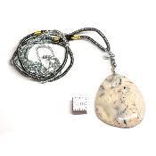 Agate Dendritique avec cordon - pendentif pierre plate