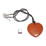 Jaspe Rouge avec cordon - pendentif coeur