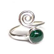 Malachite - Bagues Spirale Réglable en Argent (Lot de 5 pièce)