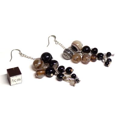 Agate naturelle - Boucles d'oreilles en grappes