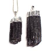 Tourmaline Noire - Pendentif pierre brute Electroplated