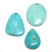 Turquoise synthétique - pendentif plate percé