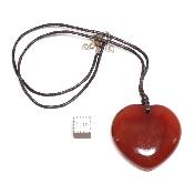 Cornaline avec cordon - pendentif coeur