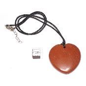 Jaspe Rouge avec cordon - pendentif coeur