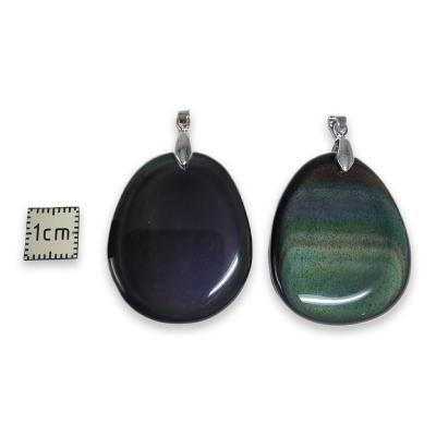 Obsidienne Oeil Celeste - pendentif mini pierre plate