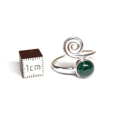 Malachite - Bagues Spirale Réglable en Argent (Lot de 5 pièce)