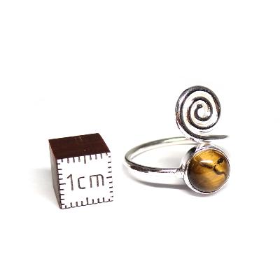 Oeil de Tigre - Bagues Spirale Réglable en Argent (Lot de 5 pièce)