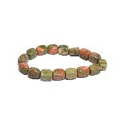 Unakite - Bracelet pierre roulée carrée