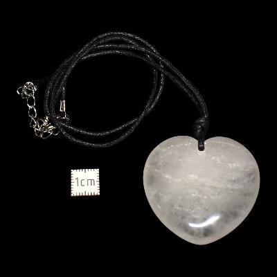 Cristal de Roche avec cordon - pendentif coeur