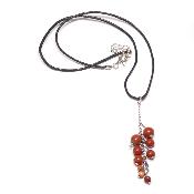 Jaspe Rouge avec cordon - pendentif grappe