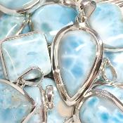 Larimar avec monture en argent 925 - Pendentif forme libre