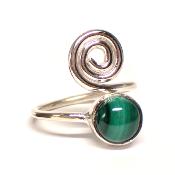 Malachite - Bagues Spirale Réglable en Argent (Lot de 5 pièce)