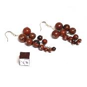 Obsidienne Acajou - Boucles d'oreilles en grappes