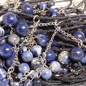 Sodalite avec cordon - pendentif grappe