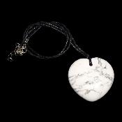 Howlite avec cordon - pendentif coeur