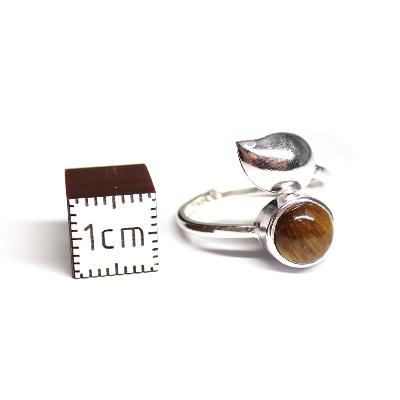 Oeil de Tigre - Bagues Feuille Réglable en Argent (Lot de 5 pièce)