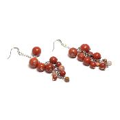 jaspe rouge - Boucles d'oreilles en grappes