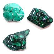 Malachite - Forme libre (morceau polie) n°04 ( Lot de 3 pièces )