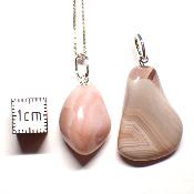 Agate Botswana Rose - Pendentif pierre roulée