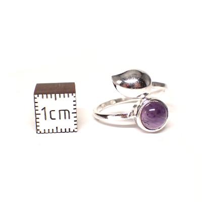 Améthyste - Bagues Feuille Réglable en Argent (Lot de 5 pièce)