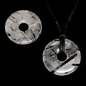 Cristal de roche avec inclusions de Tourmaline - Donut