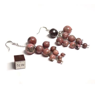 Rhodonite - Boucles d'oreilles en grappes