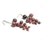 Rhodonite - Boucles d'oreilles en grappes