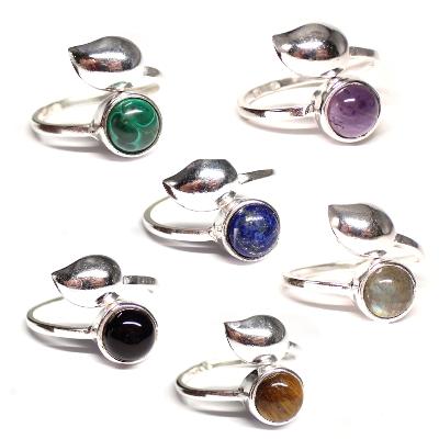 Mixte - Bagues Feuille Réglable en Argent (Lot de 5 pièce)