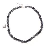 Obsidienne Neige - Collier Roulé Carré