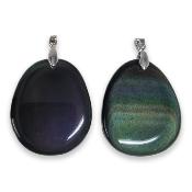 Obsidienne Oeil Celeste - pendentif mini pierre plate