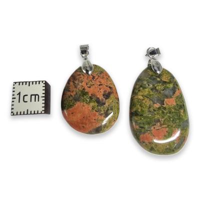 Unakite - pendentif mini pierre plate