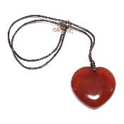 Cornaline avec cordon - pendentif coeur