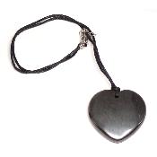 Hématite avec cordon - pendentif coeur