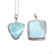 Larimar avec monture en argent 925 - Pendentif forme libre