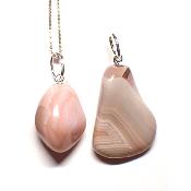 Agate Botswana Rose - Pendentif pierre roulée