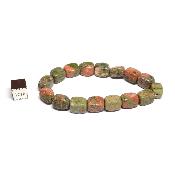 Unakite - Bracelet pierre roulée carrée