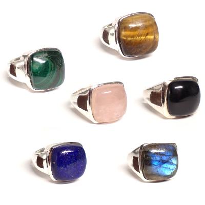 Mixte - Bagues Carrée Réglable en Argent (Lot de 3 pièce)