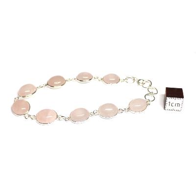 Quartz Rose - Bracelet Ovale en Argent (Lot de 3 pièce)