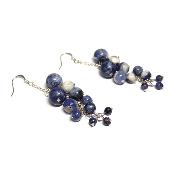 Sodalite - Boucles d'oreilles en grappes